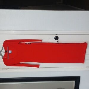NWT Justify Vibrant Red Long Sleeve Dress With Split Hem